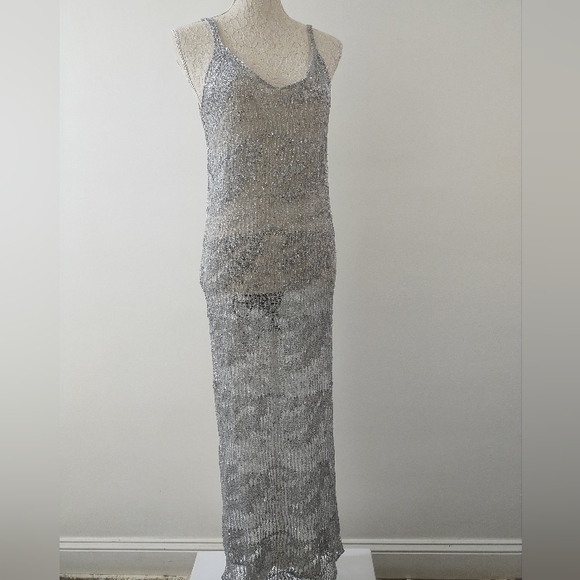 ZARA SEE THROUGH  LONG EVENING DRESS - Picture 1 of 11